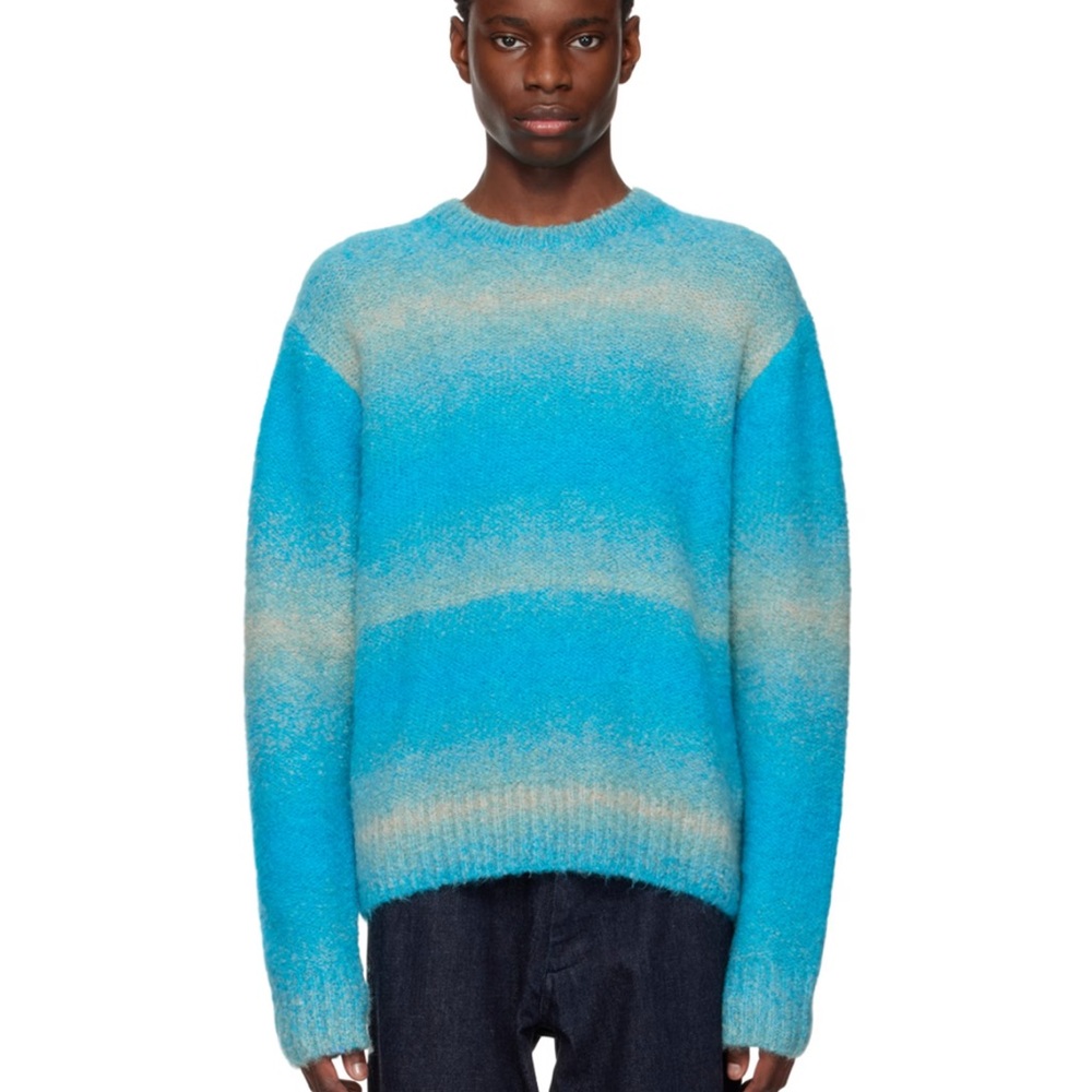 WOOYOUNGMI Blue striped alpaca blue sweater